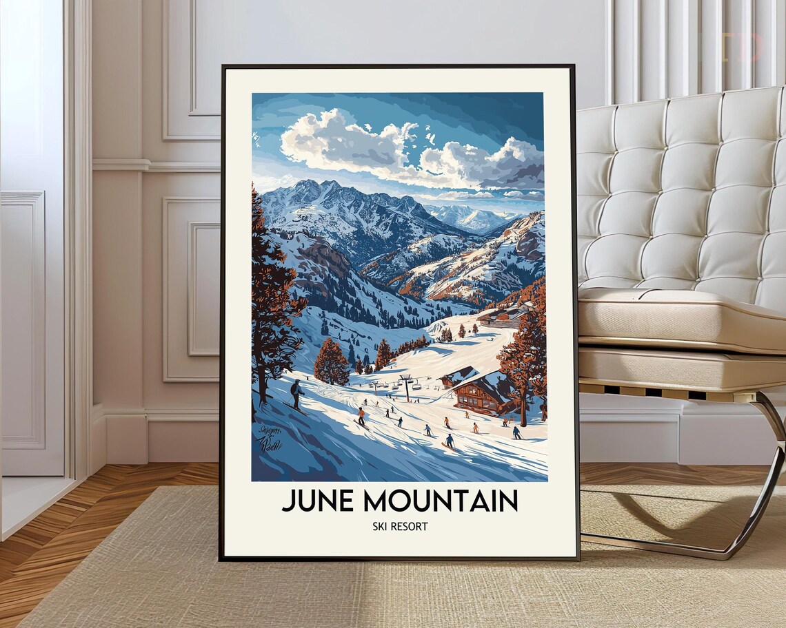 June Mountain Ski Resort Travel Poster, Wall Art Print
