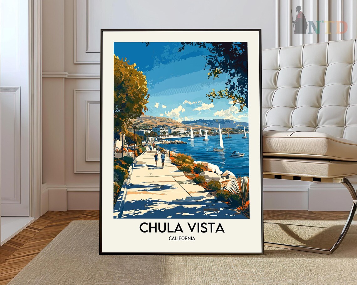 Chula Vista California Waterfront Sailboats Travel Photo Poster