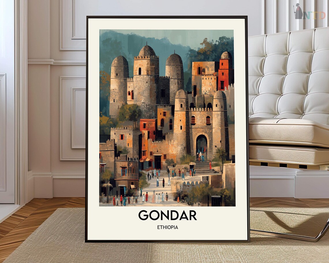 Gondar Ethiopia Fasil Ghebbi Castle Royal Enclosure Travel Poster