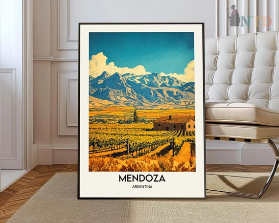 Mendoza Poster Travel Print Tropical Decor Botanical South Latin Gift