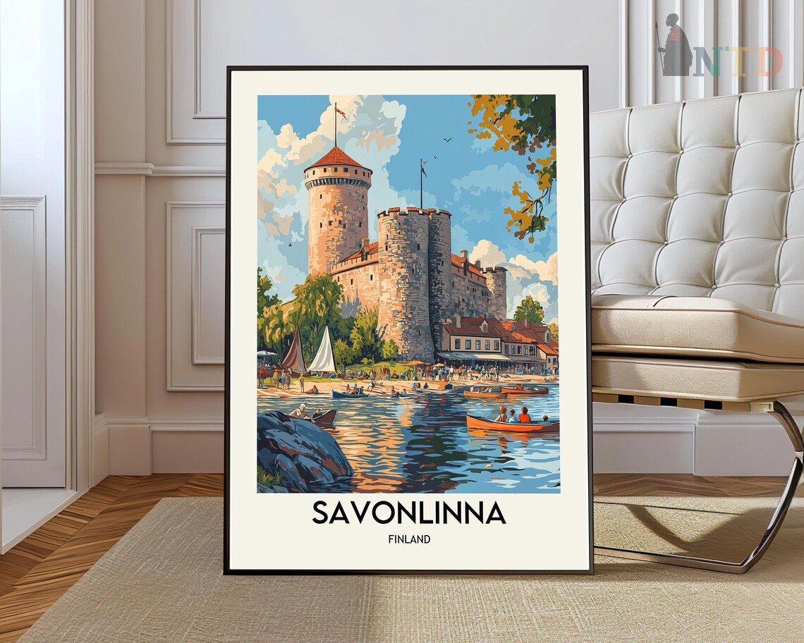 Savonlinna Finland Olavinlinna Castle by the Lake Travel Poster