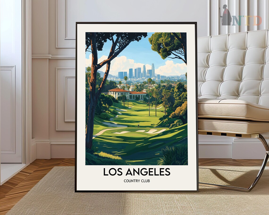 Los Angeles Country Club Fairway With Downtown Skyline View Poster