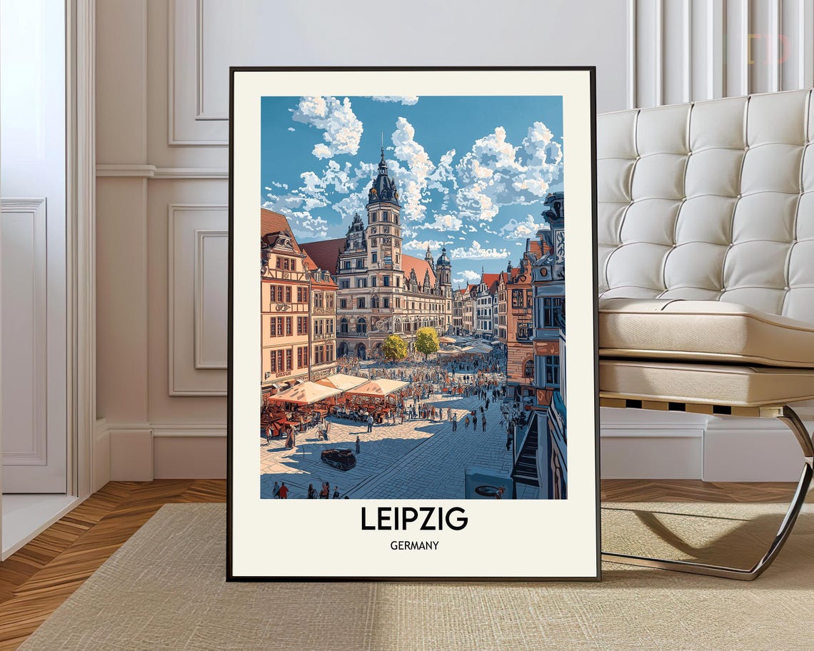 Leipzig Germany Old Town Hall Square Market Illustration Poster