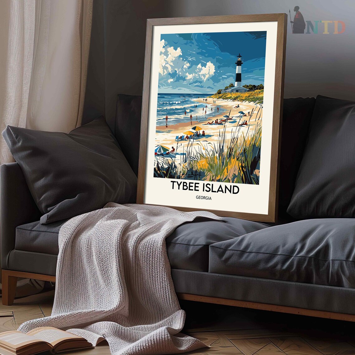 Tybee Island Georgia Lighthouse Beach Day Vintage Travel Poster - Image 3