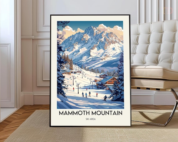 Mammoth Mountain Ski Village Chairlift Winter Slope Travel Poster