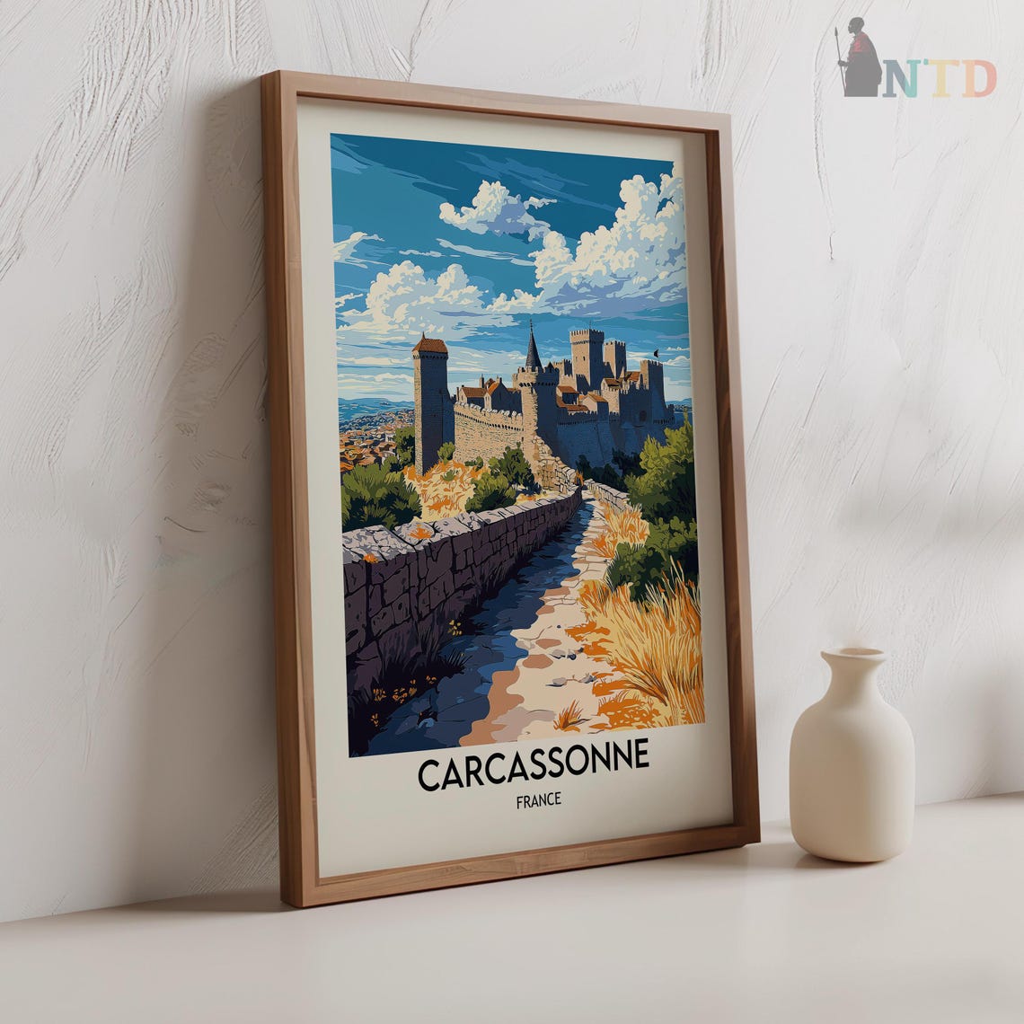 Carcassonne Medieval Walled Citadel Towers Vintage Travel Poster - Image 2