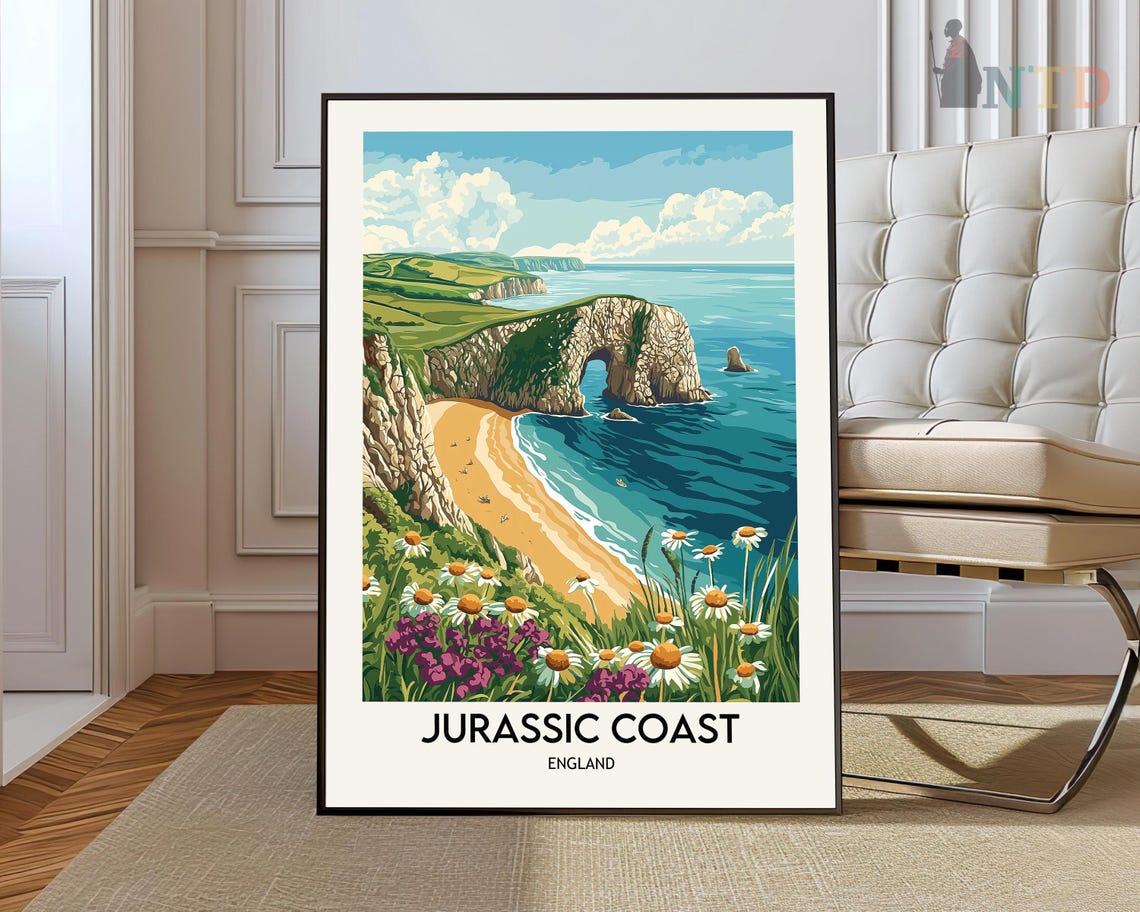 Jurassic Coast England Durdle Door Limestone Arch Travel Poster