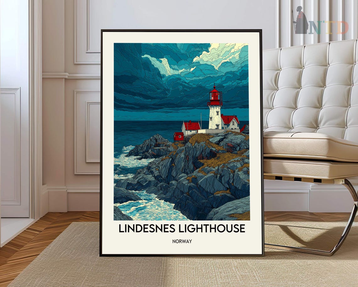 Lindesnes Lighthouse Norway Dramatic Dusk Stormy Seascape Poster