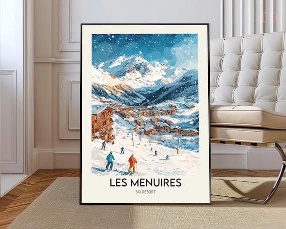 Les Menuires Ski Resort Alpine Village Snowy Mountain Poster