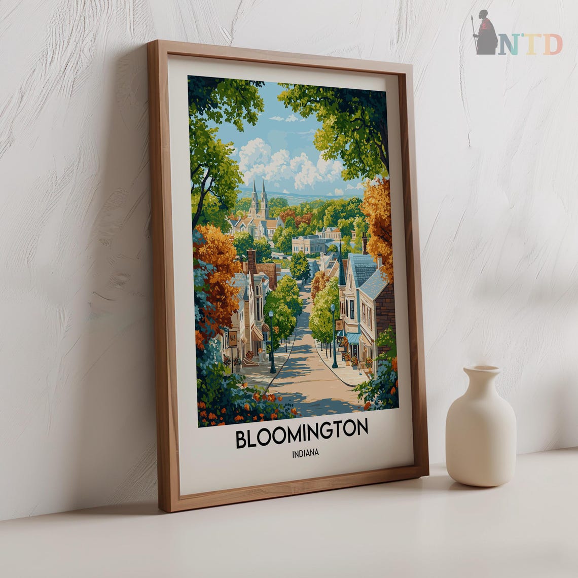 Bloomington Indiana Autumn Main Street Vintage Travel Poster - Image 2