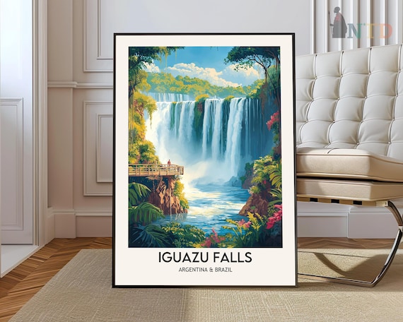 Iguazu Falls Argentina Brazil Thundering Cascade Nature Photo Poster