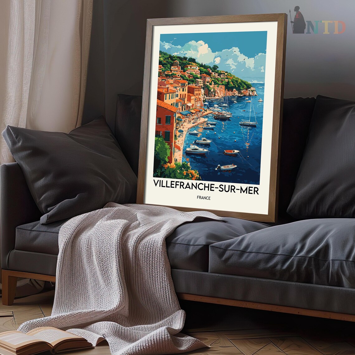 Villefranche sur Mer France Harbor Boats Vintage Travel Poster - Image 3