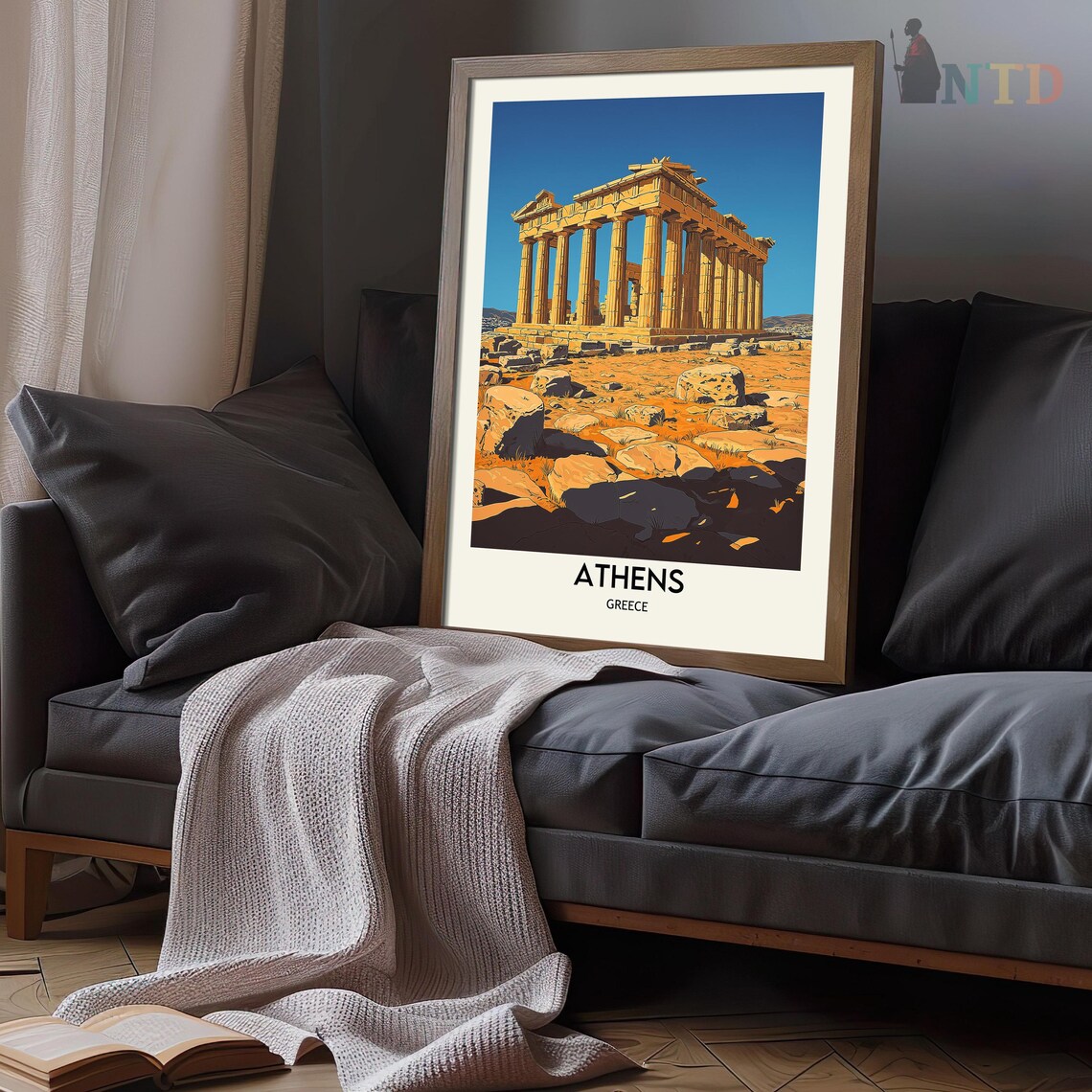 Athens Parthenon Close View Golden Stone Blue Sky Travel Poster - Image 3
