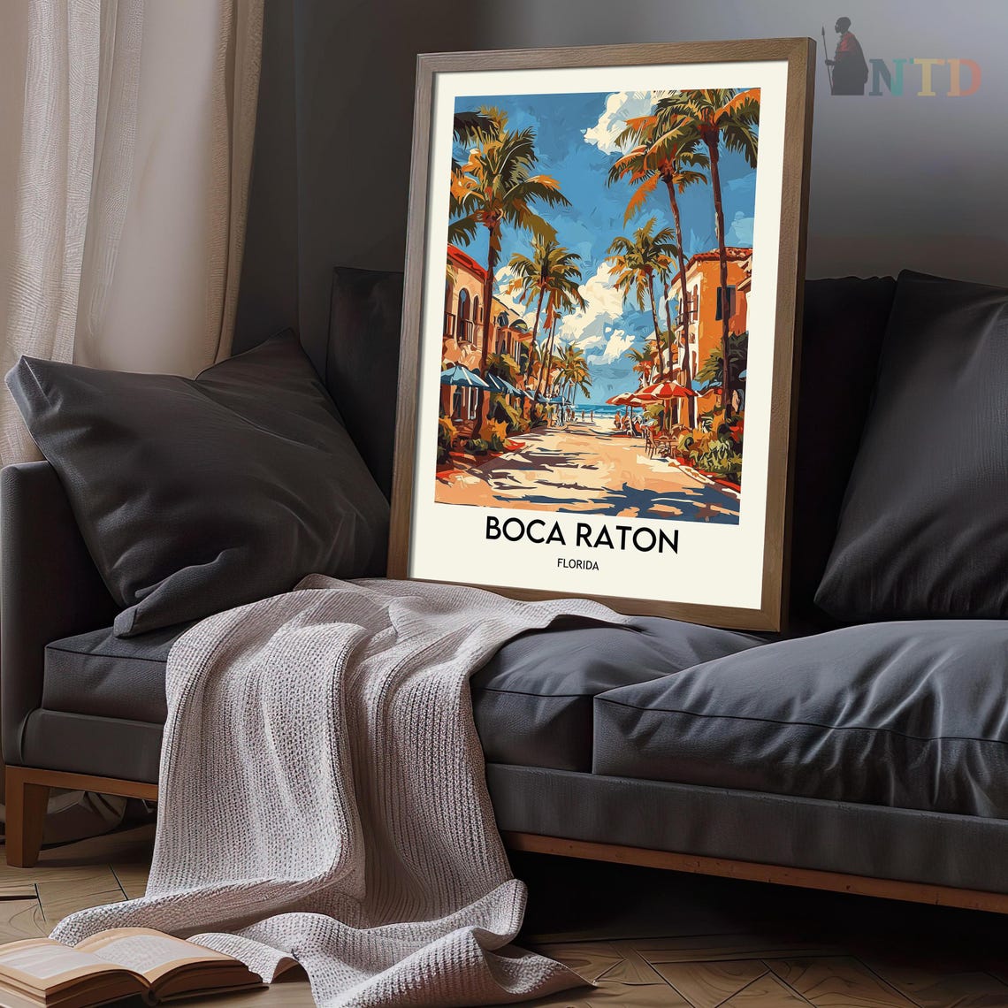 Palm Lined Street to the Beach Boca Raton Florida Travel Poster - Image 3
