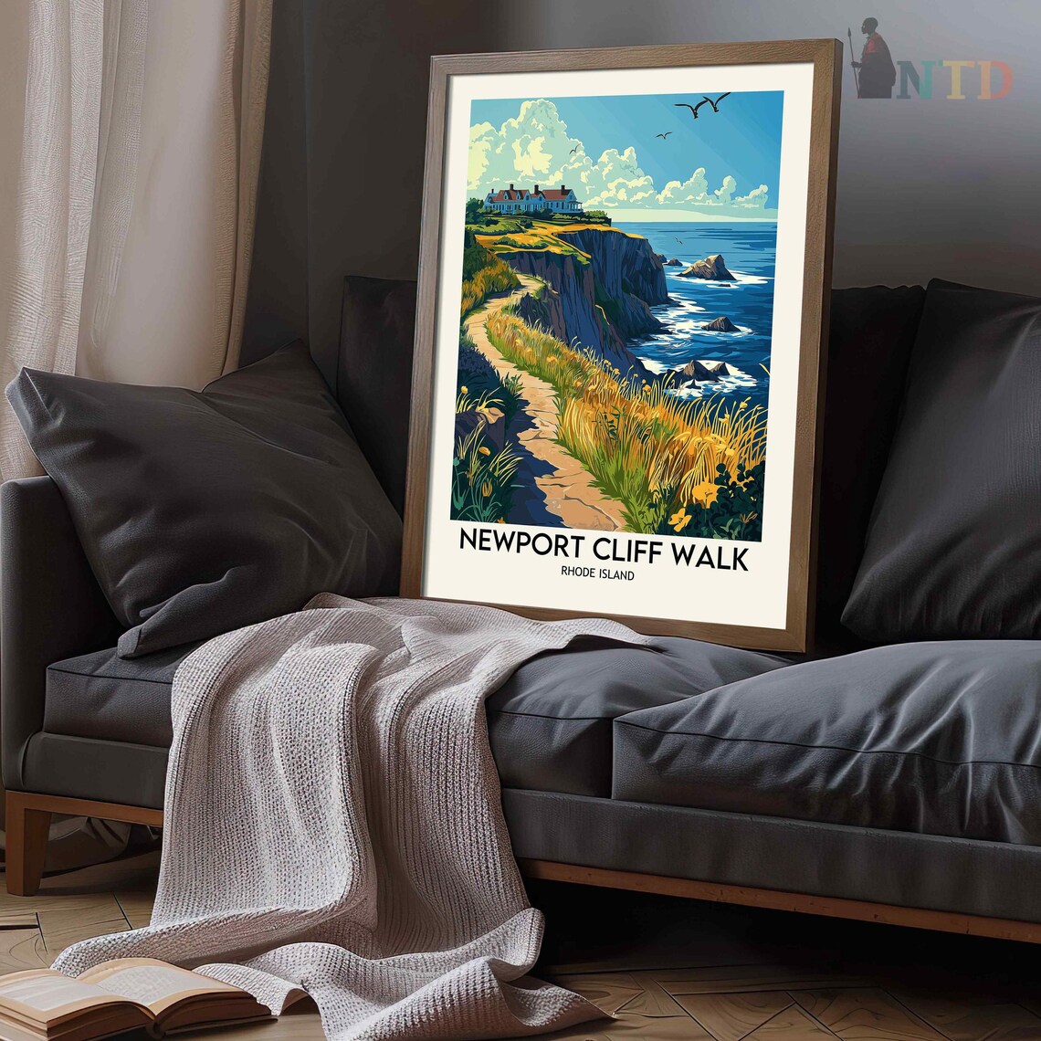 Newport Cliff Walk, Rhode Island Travel Poster - Image 2
