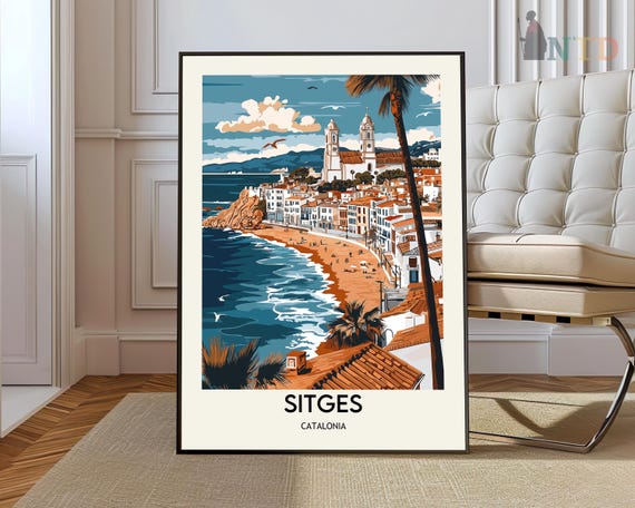 Sitges Travel Poster, Spain Catalonia Art Print