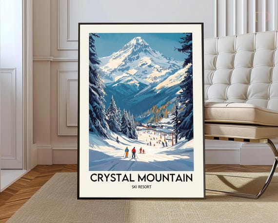 Crystal Mountain Ski Resort Poster Wall Art Print Washington