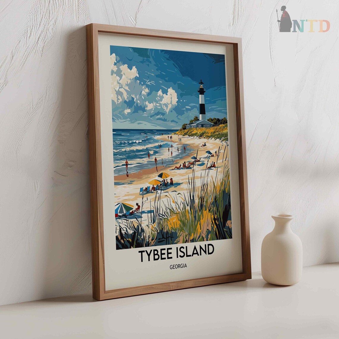 Tybee Island Georgia Lighthouse Beach Day Vintage Travel Poster - Image 2