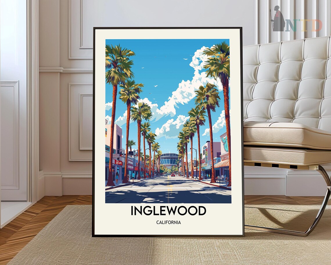 Inglewood California Palm Boulevard Stadium Street View Poster