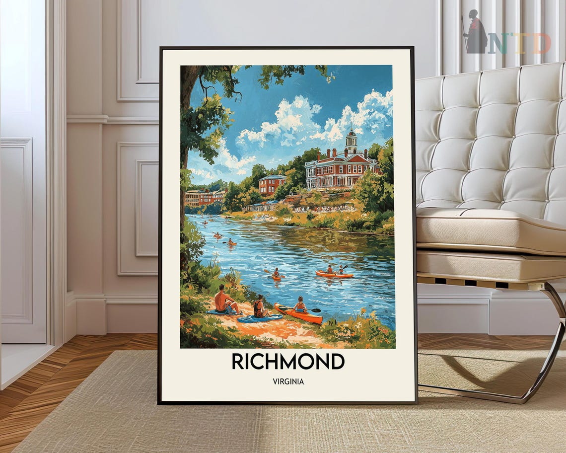 Richmond Virginia River Kayaks Summer James River Travel Poster