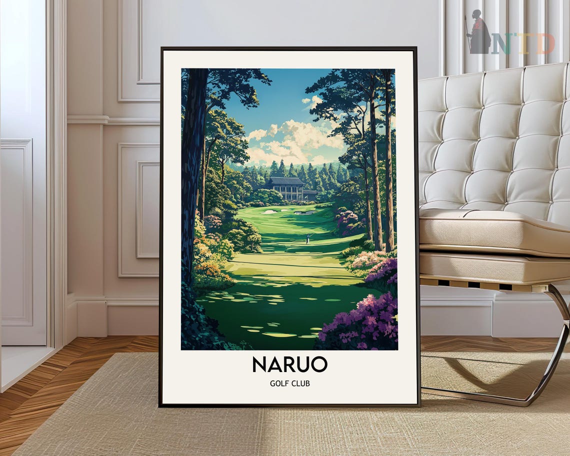 Naruo Golf Club Japan Pine Forest Lined Vintage Course Travel Poster
