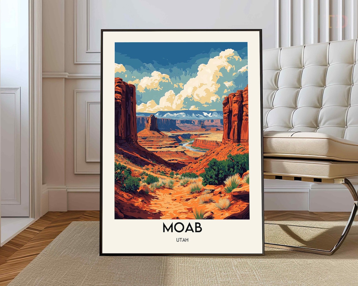 Moab Utah Red Rock Desert Canyon Vintage Travel Southwest Poster