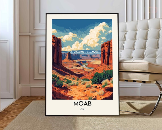 Moab Utah Red Rock Desert Canyon Vintage Travel Southwest Poster