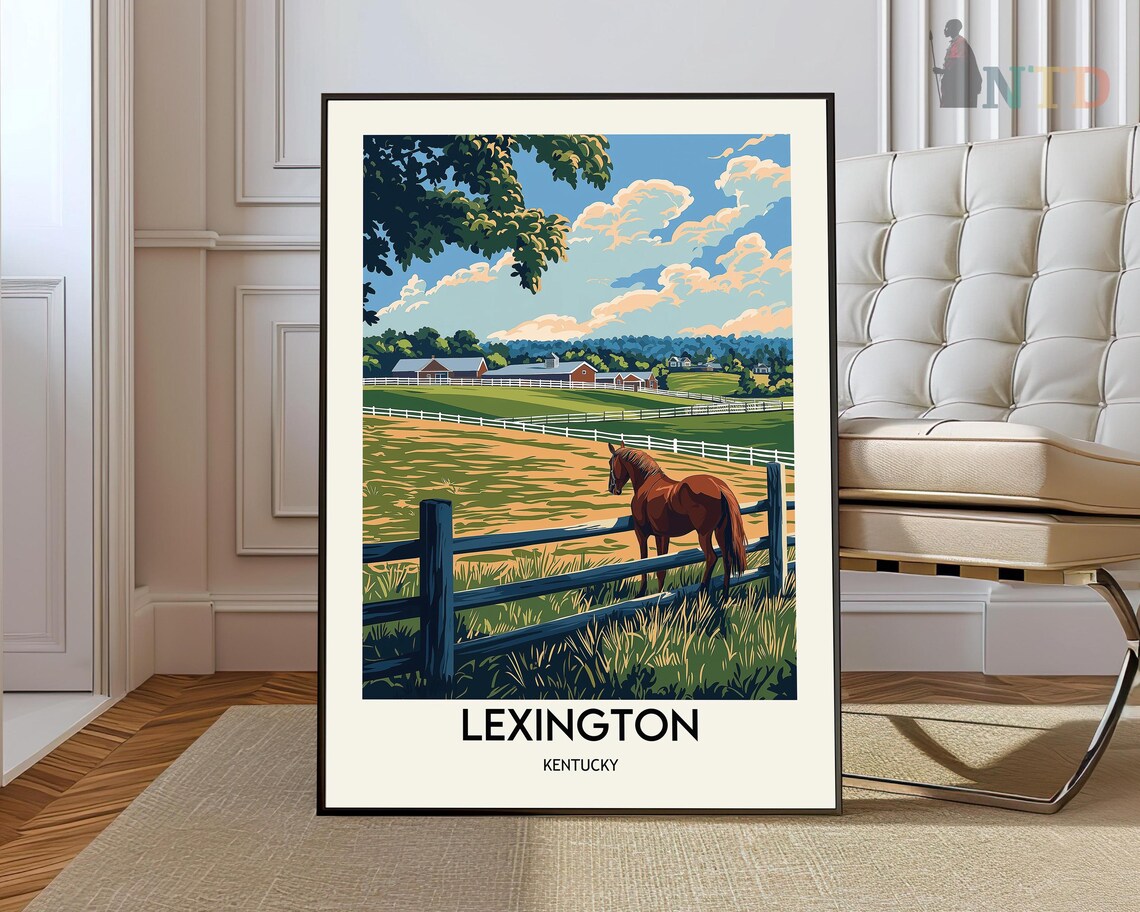 Lexington Kentucky Horse Farm Bluegrass Country Travel Poster