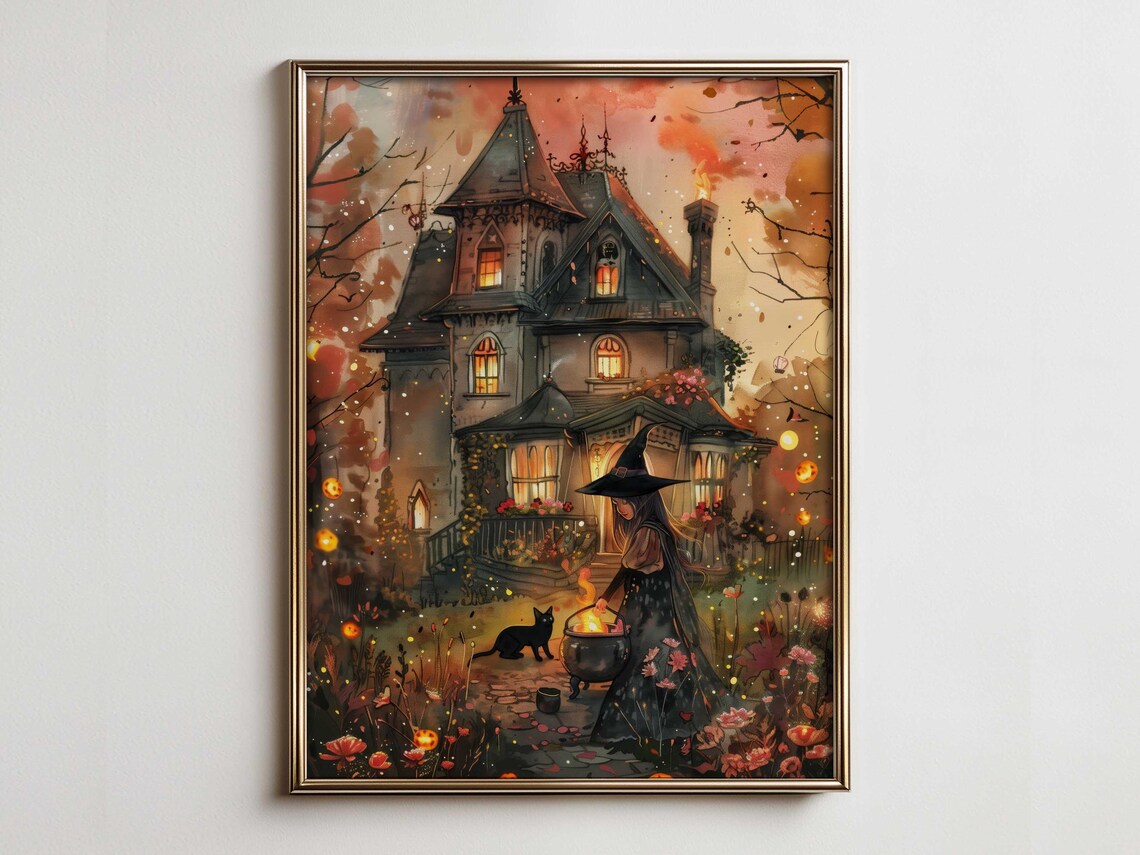 Magical Witchy Wall Art Halloween Prints Home Decor Cute Witch Rustic Farmhouse Witchcraft Poster