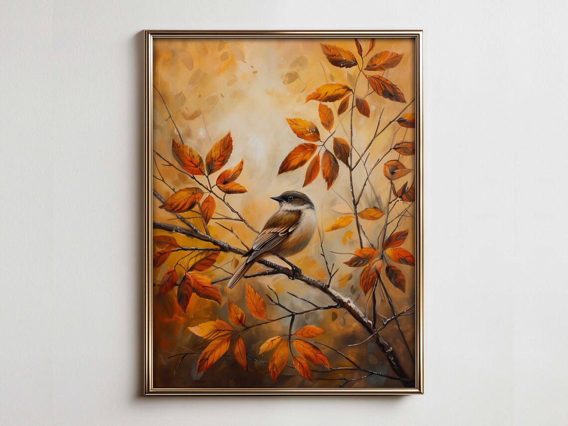 Maximalist Thanksgiving Bird Art Print, Autumn Decor