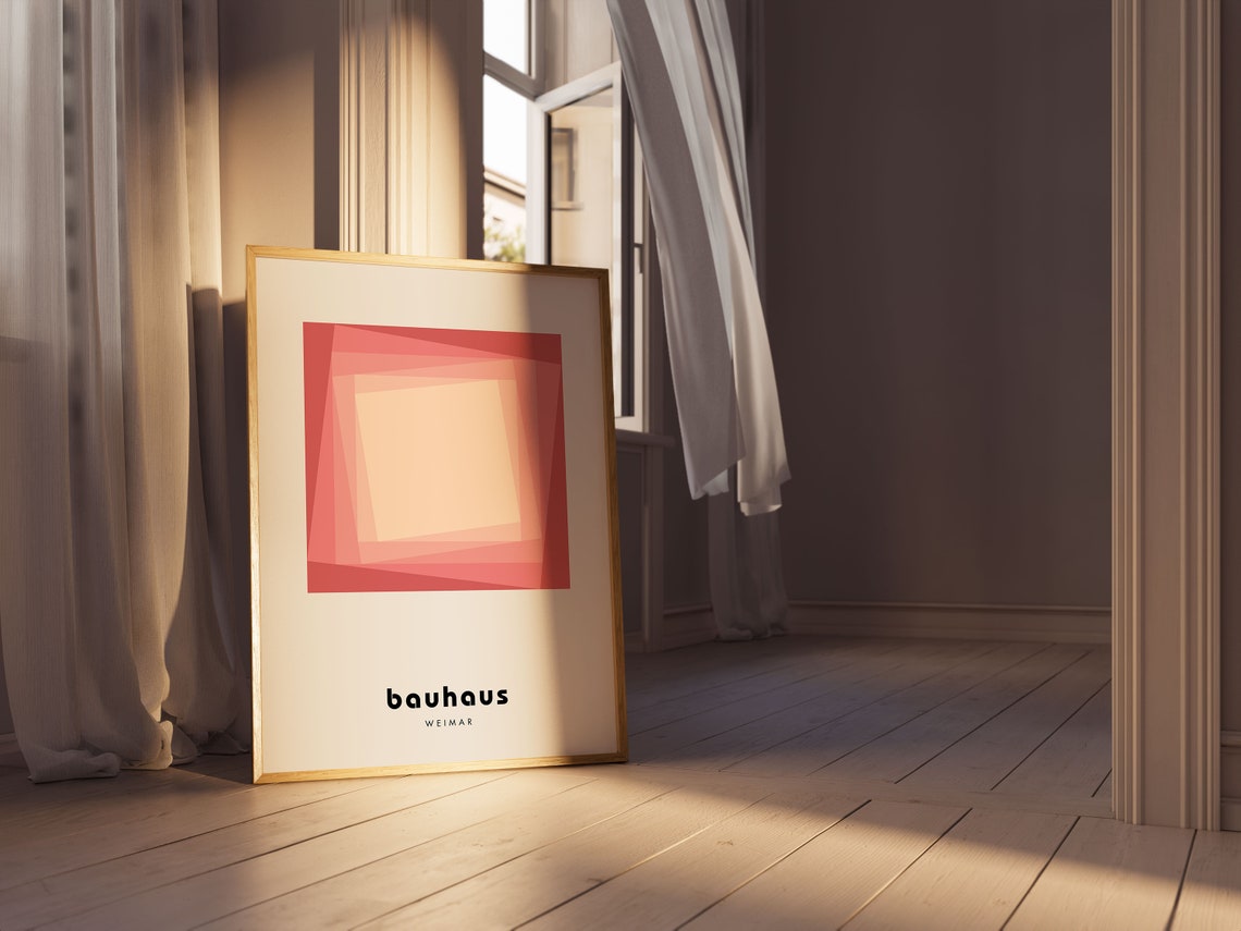 Blush Pink Layered Square Bauhaus Weimar Mid Century Modern Poster - Image 2