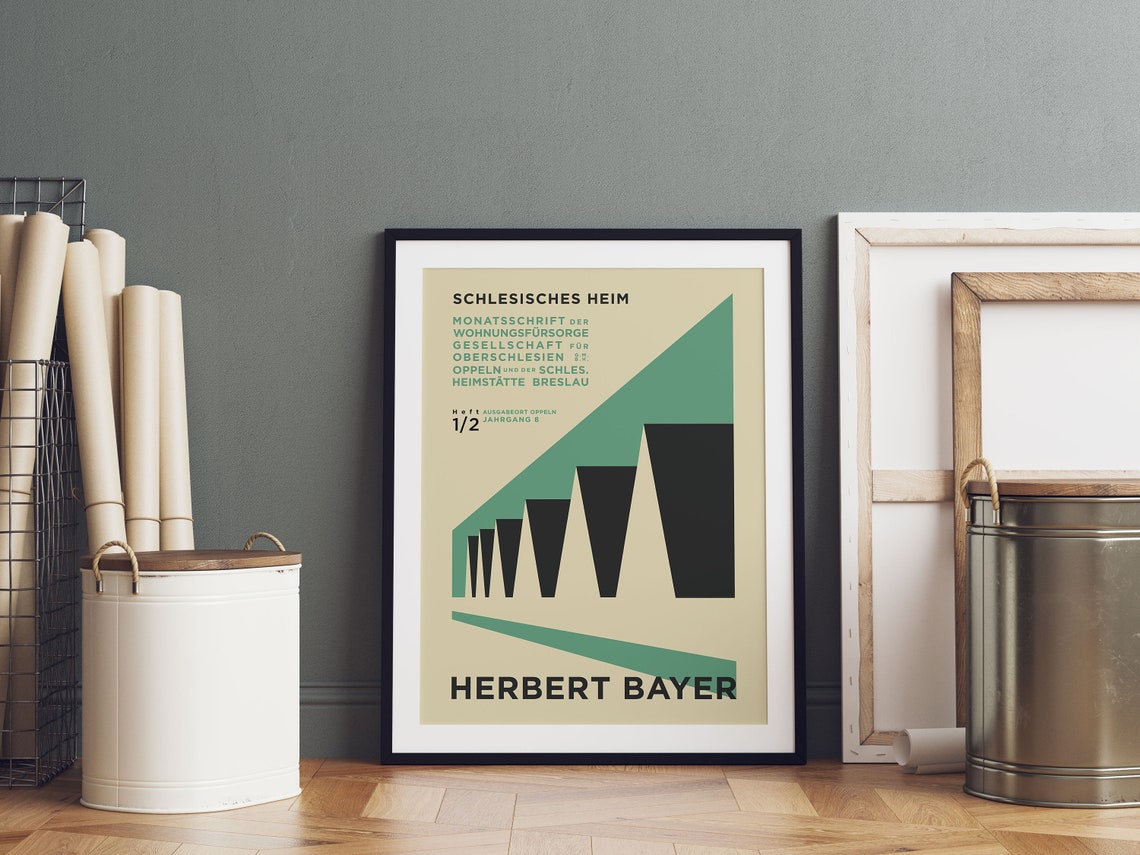 Herbert Bayer Schlesisches Heim Green Geometric Bauhaus Poster - Image 4