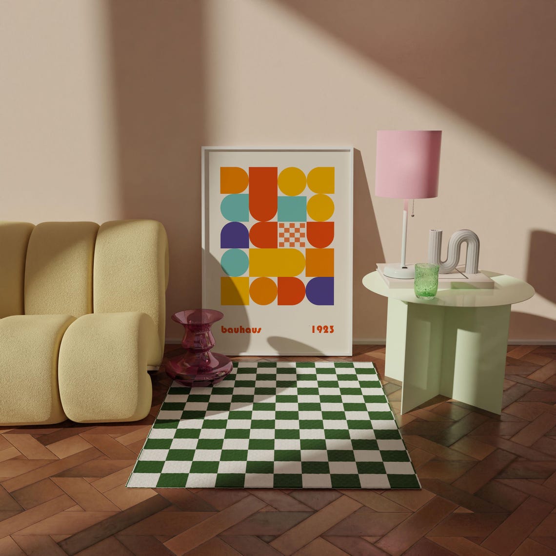 Bauhaus 1923 Warm Checkerboard Geometric Grid Exhibition Poster - Image 3