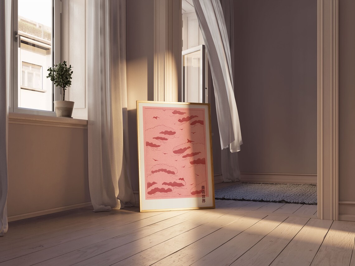 Pink Sky Cloud Japanese Poster Art Print - Image 5