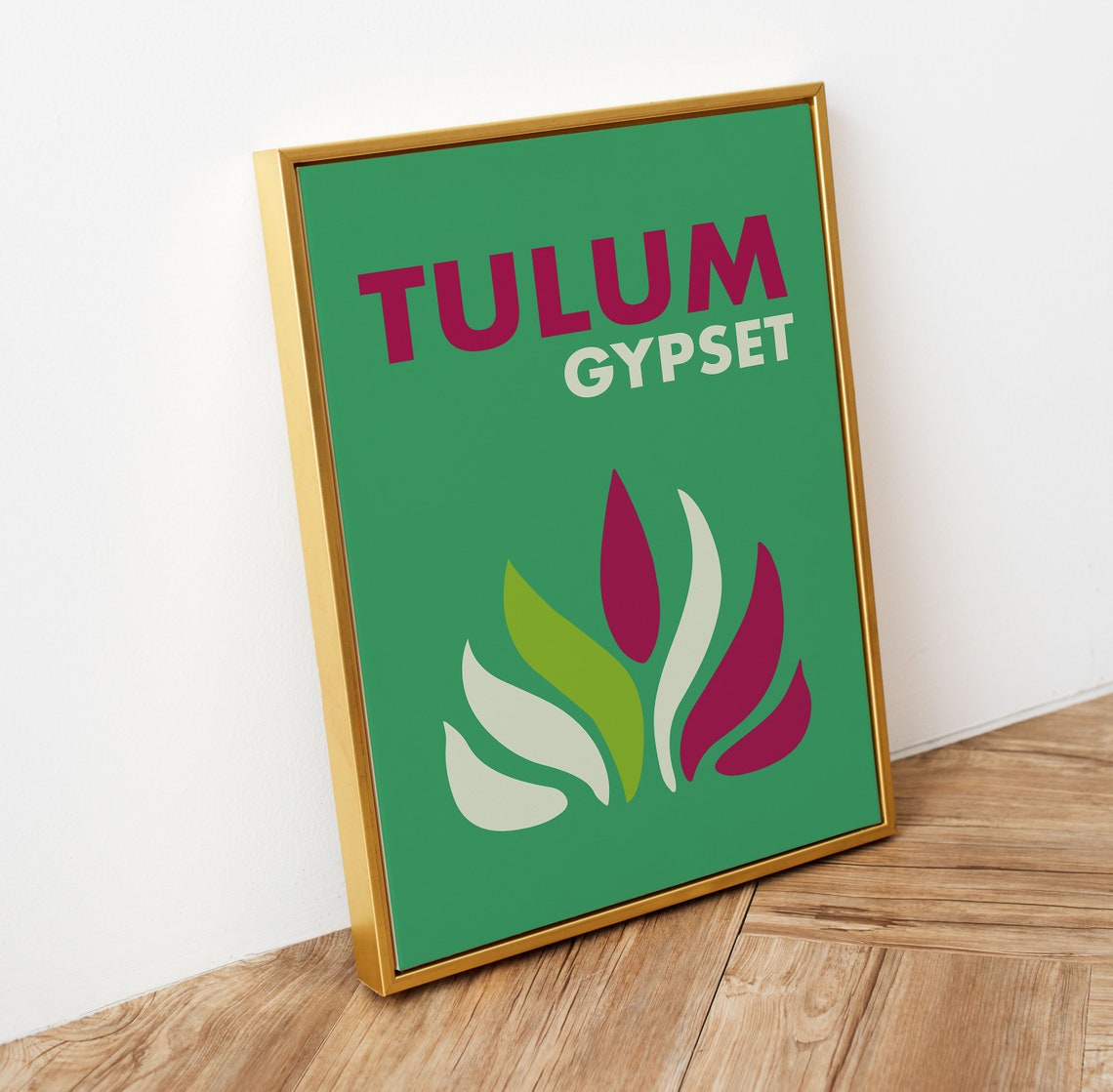 Tulum Gypset Mexico Travel Poster Green Abstract Tropical Leaf Art - Image 4