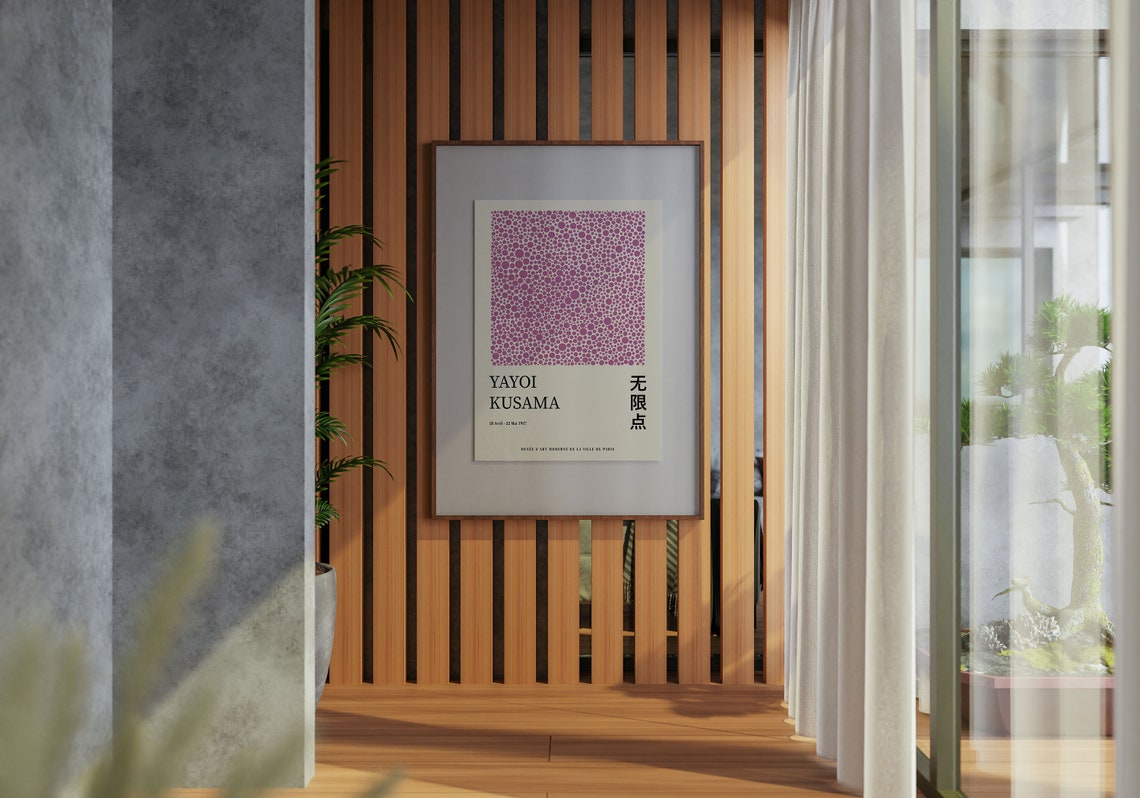 Magenta Dots Yayoi Kusama Paris 1987 Exhibition Abstract Art Poster - Image 3