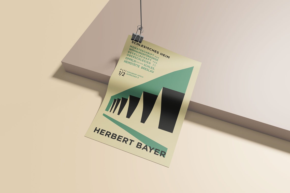 Herbert Bayer Schlesisches Heim Green Geometric Bauhaus Poster - Image 2