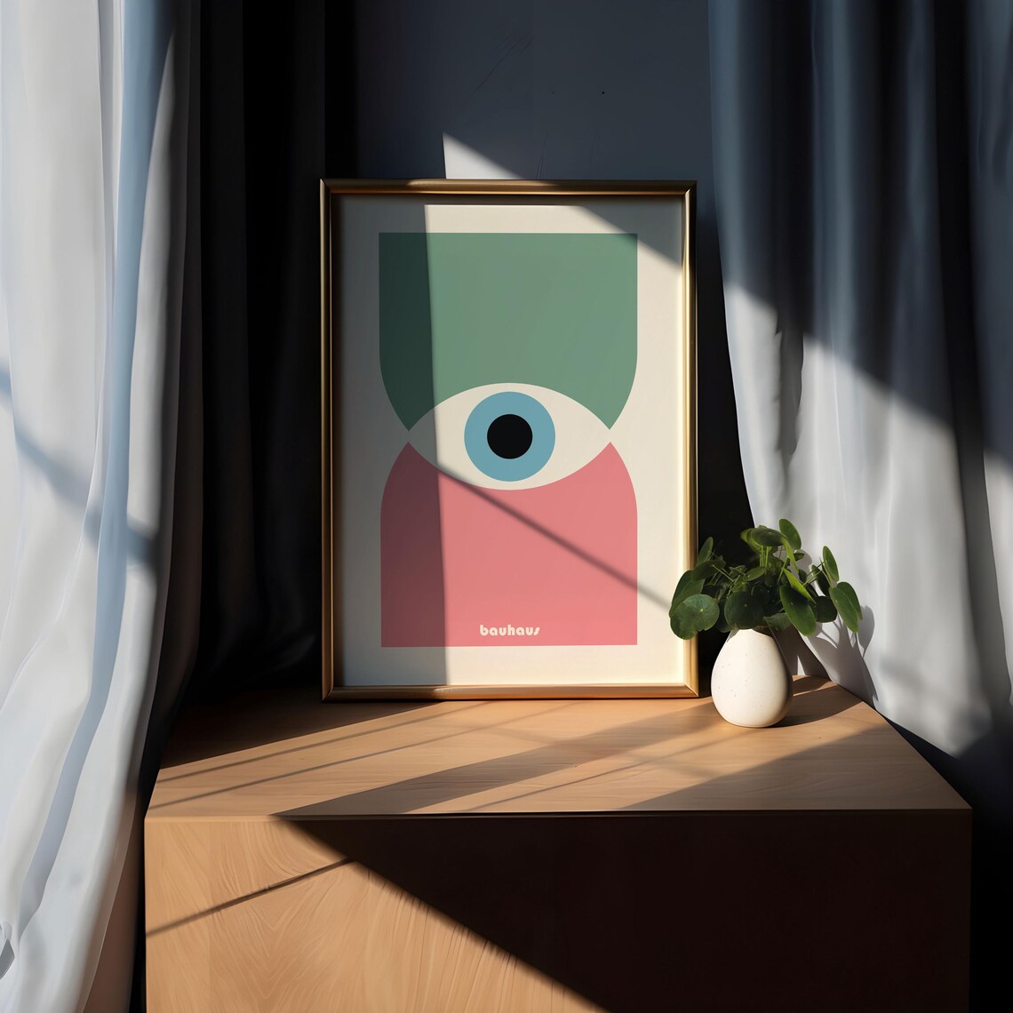 Bauhaus Green Pink Geometric Eye Abstract Modern Decor Poster - Image 5