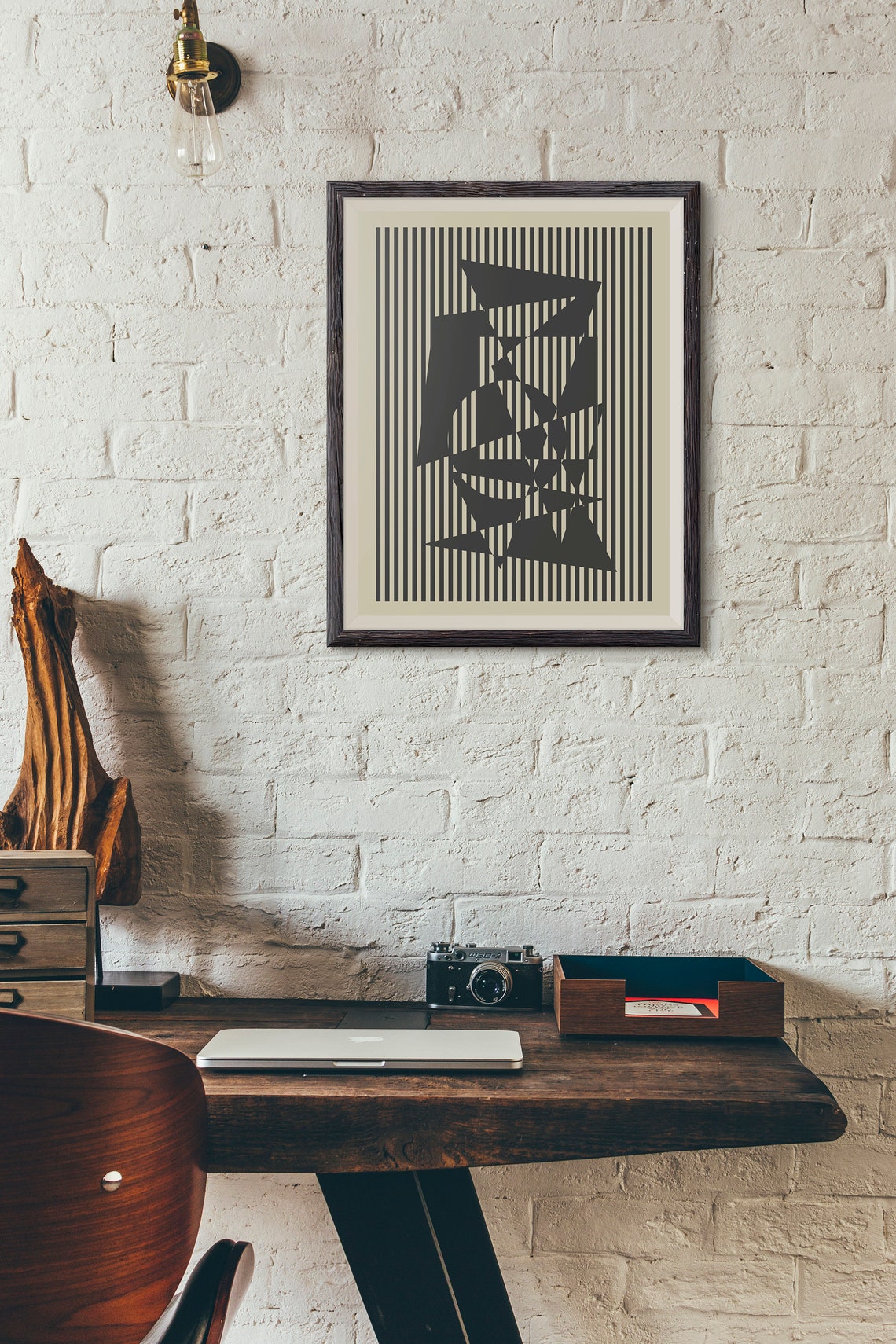 Bauhaus Striped Geometric Black Modernist Abstract Art Poster - Image 4