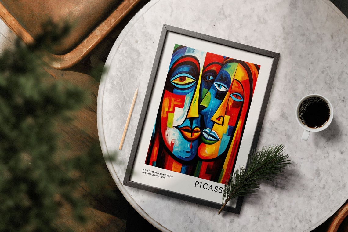 Vibrant Cubist Faces Picasso Inspired Multicolor Abstract Wall Poster - Image 5