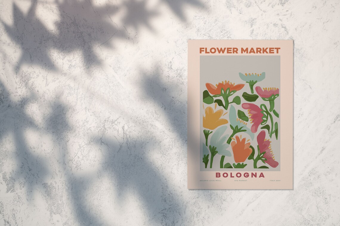 Bologna Flower Market Poster Pastel Bouquet Soft Painterly Floral Art - Image 3