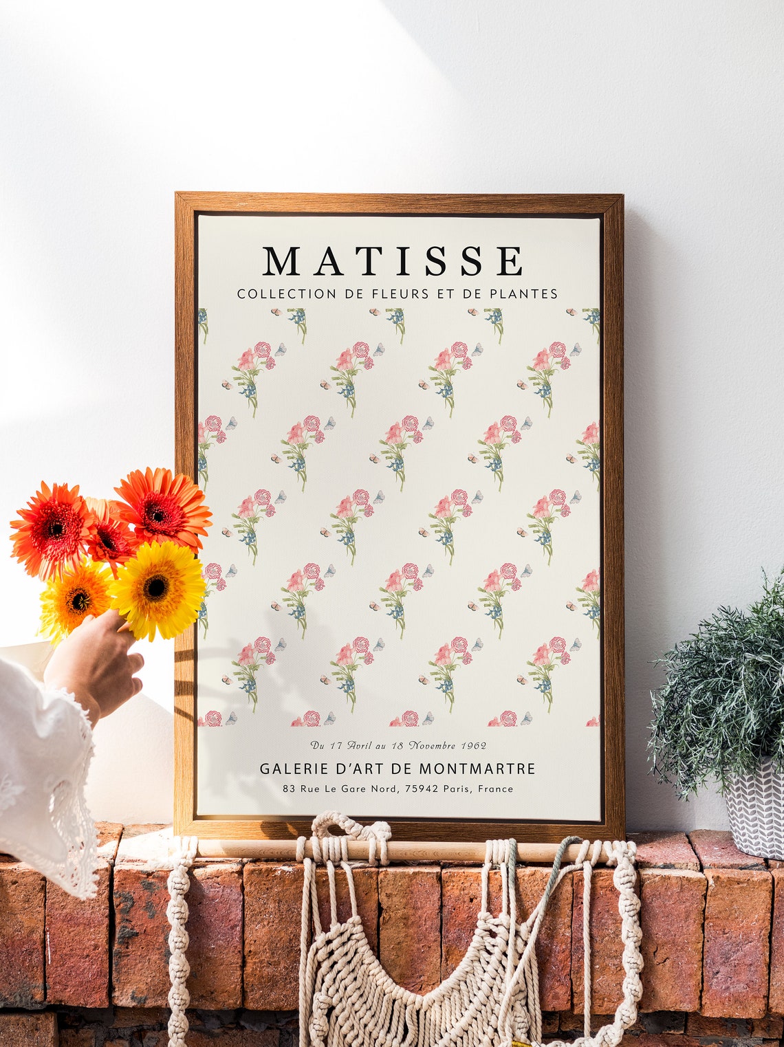 Matisse Mini Pink Rose Bouquet Pattern Floral Gallery Art Print - Image 4