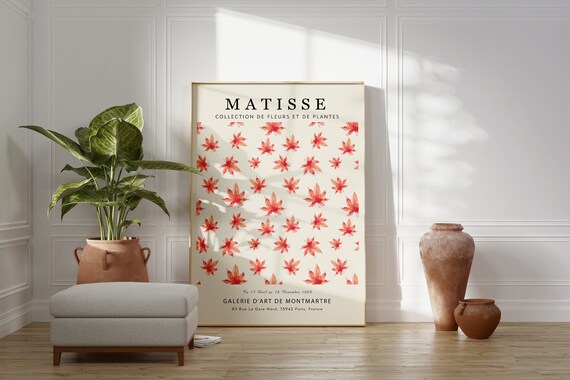 Matisse Red Maple Leaf Botanical Pattern French Gallery Art Print