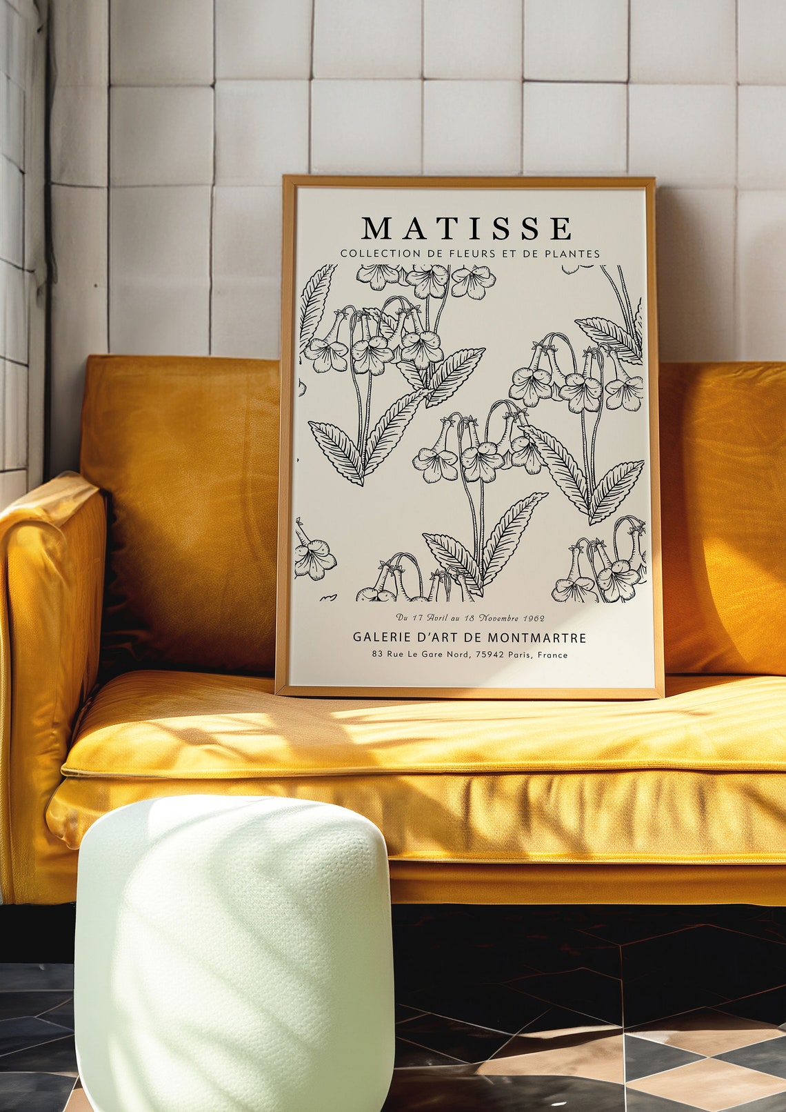 Matisse Black and White Floral Line Sketch Minimalist Art Print - Image 3