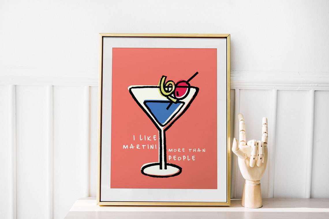 Humorous Saying Martini Print Drinks Poster Bar Wall Decor Kitchen Wall Art Funny Alcohol Poster Art Prints - Image 2
