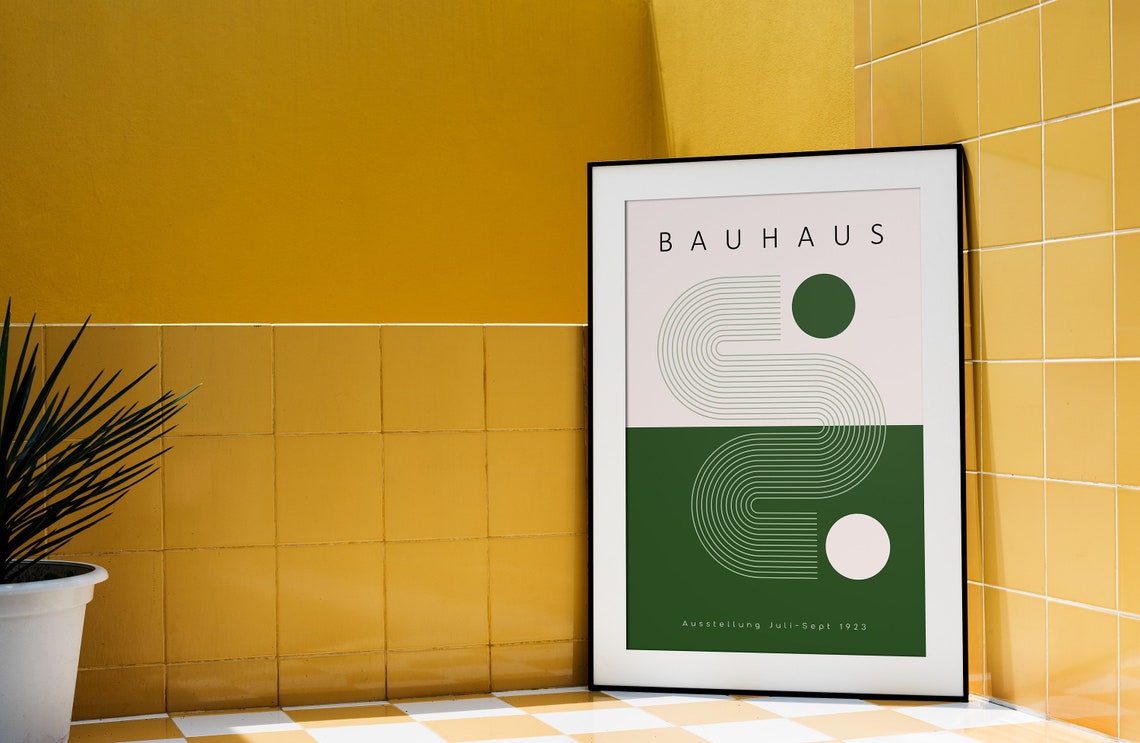Bauhaus 1923 Exhibition Geometric Abstract Forest Green Vintage Poster - Image 2
