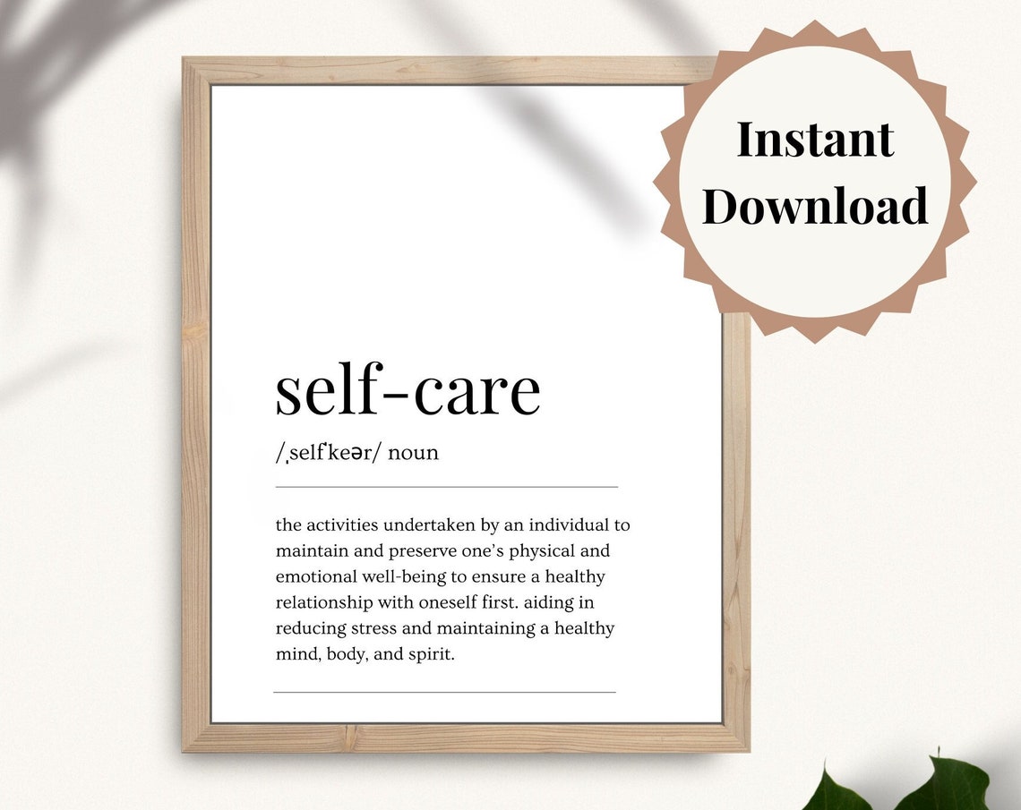 Self Care Definition Typography Minimalist Wellness Gift Poster