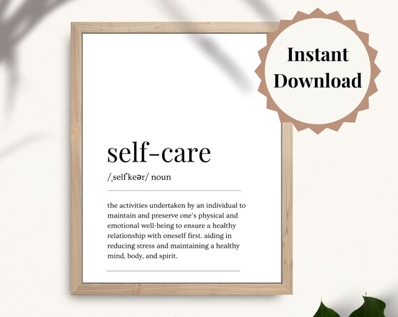Self Care Definition Typography Minimalist Wellness Gift Poster