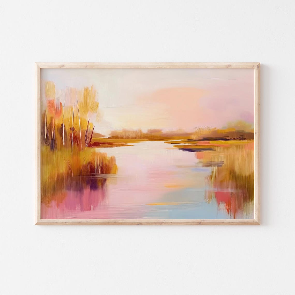 Pink And Gold Autumn Marsh With Still Reflective Creek Poster - Image 5
