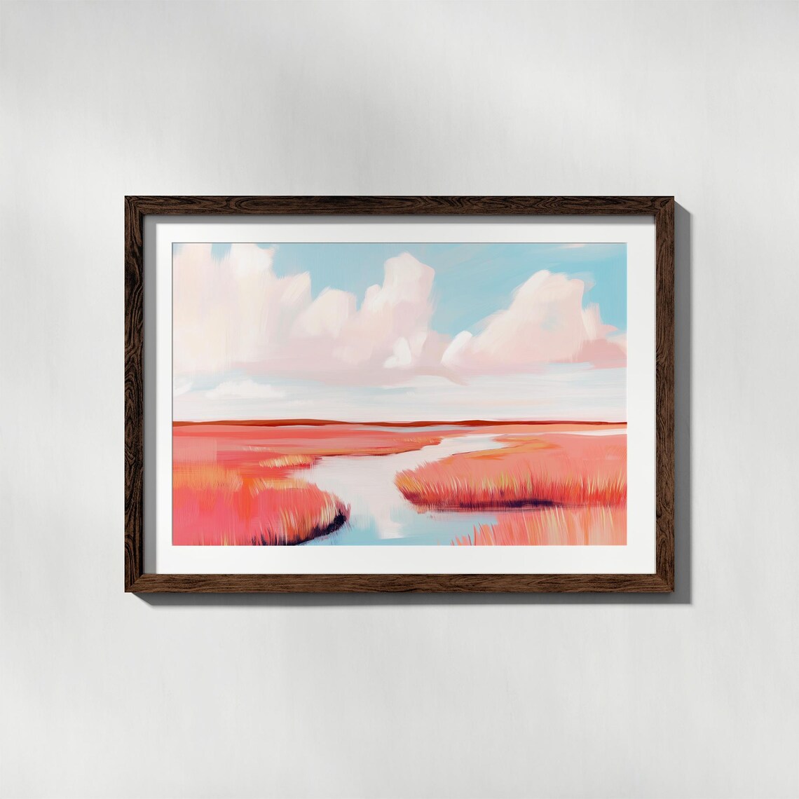 Sunset Marsh With Fiery Orange Grasses And Pink Clouds Poster - Image 4